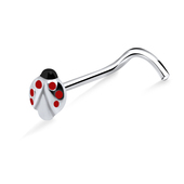 Ladybird Shaped Silver Curved Nose Stud NSKB-366